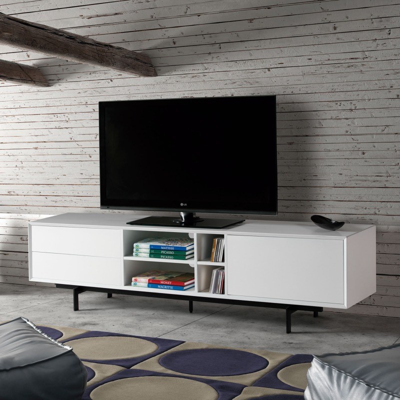 MUEBLE TV NATURAL/BLANCO MADERA 120X34X54 – Hogar Masmil