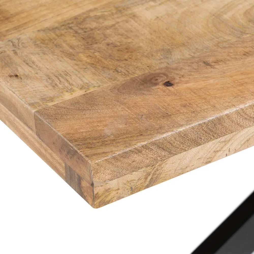 Mesa rectangular madera natural hierro negro 