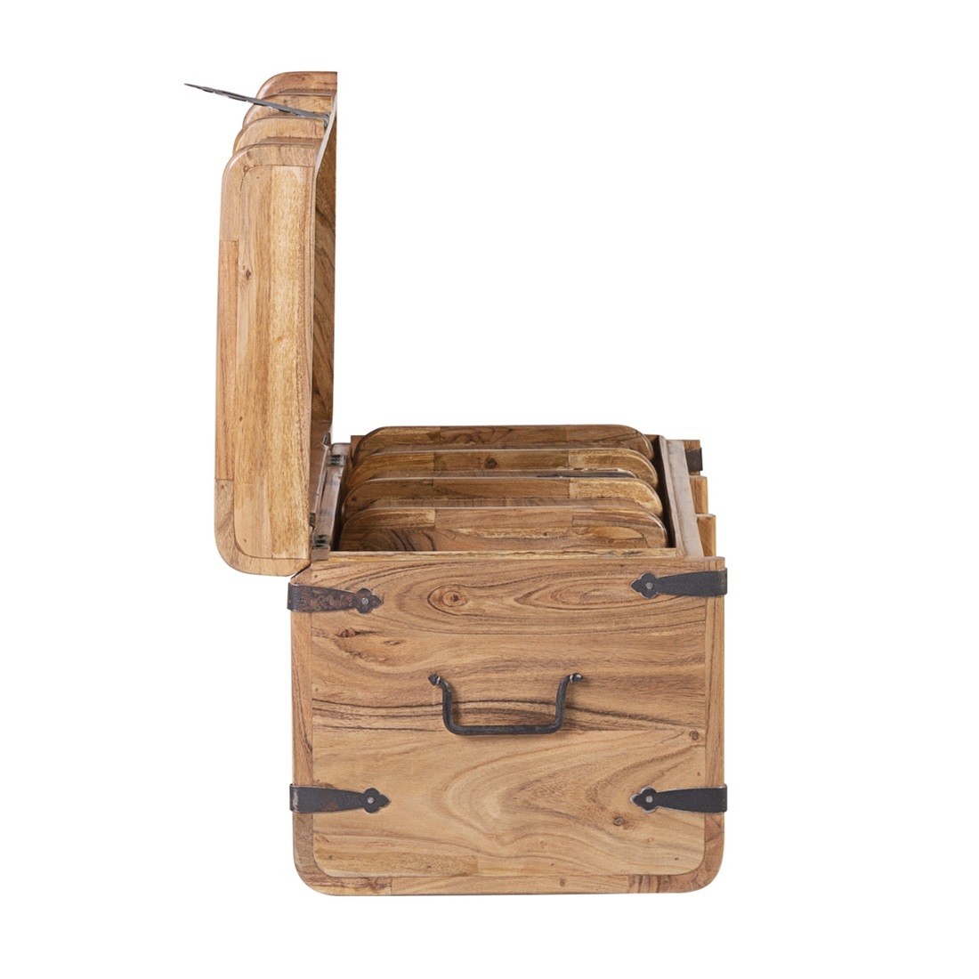 Baúl de almacenamiento de madera de acacia