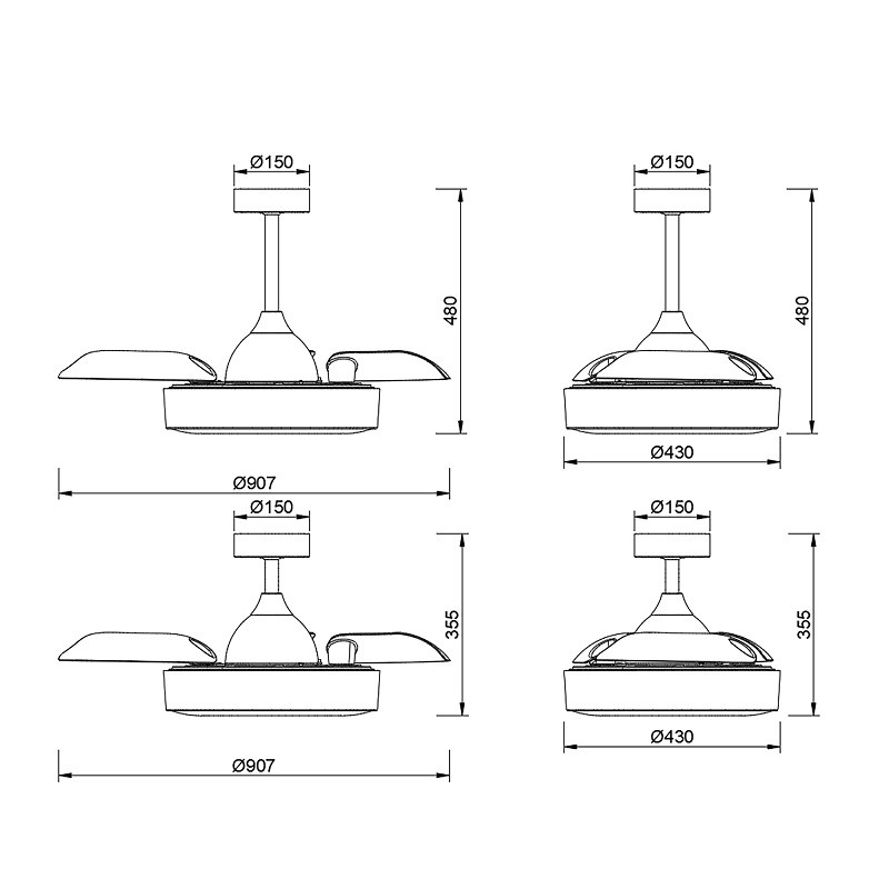 Ventilador LED con aspas retráctiles Coin Mini CCT (45W) 