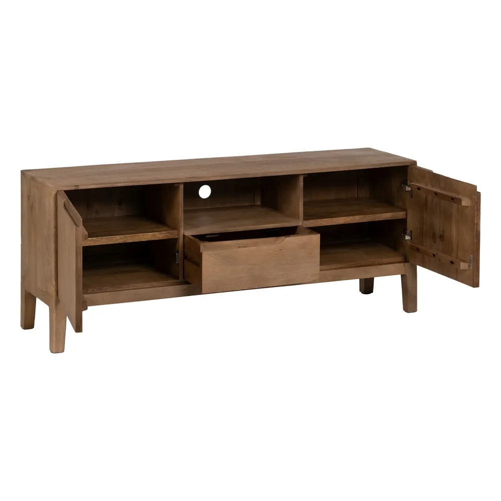 Mueble TV madera maciza de mango y metal 150x45x60cm - Terraendins