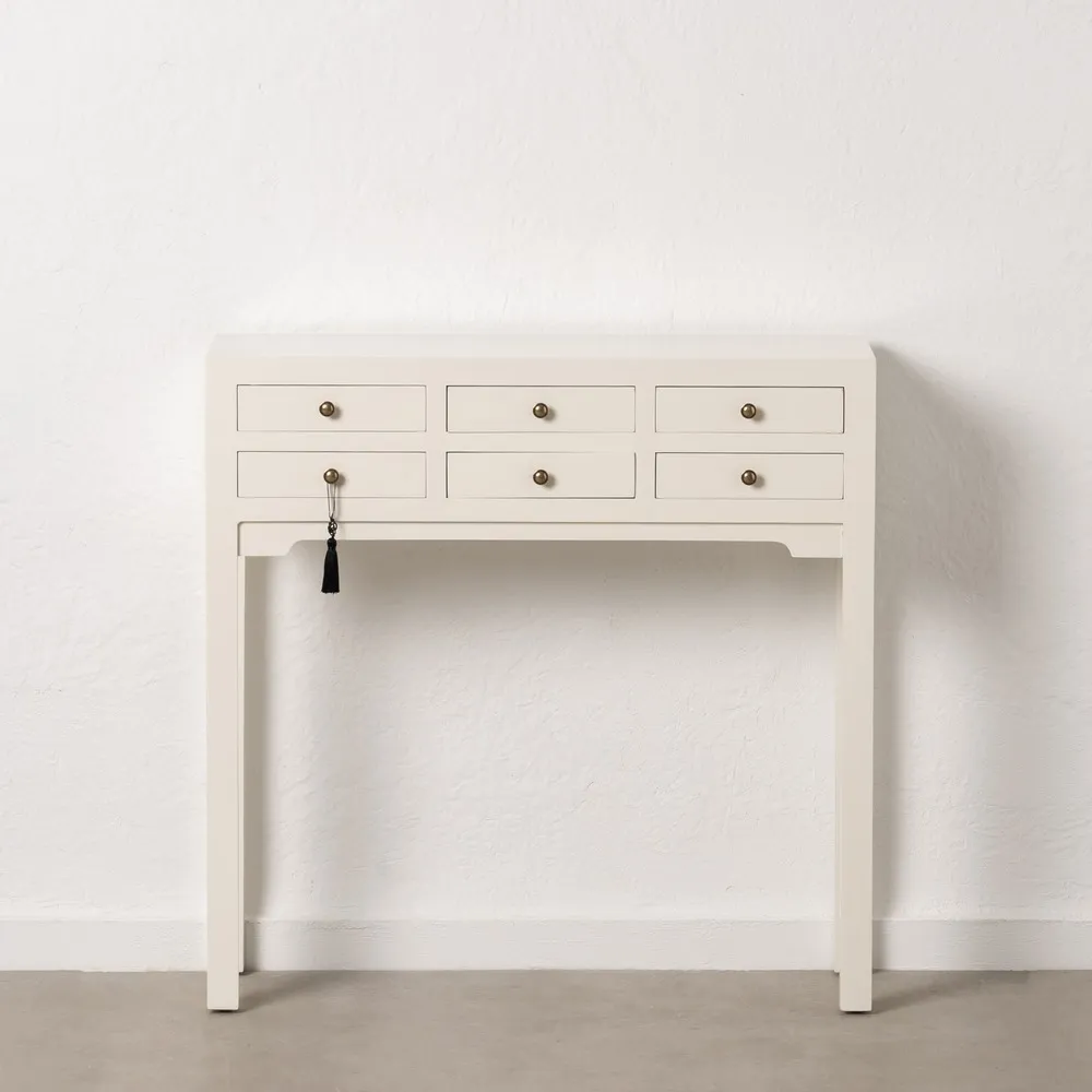 Consola Oriental de Madera Blanco