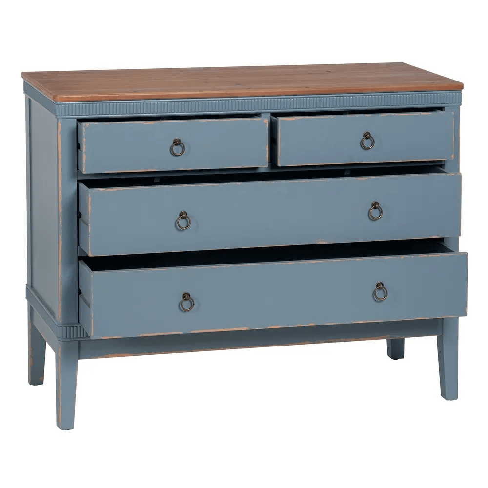 28121 Cómoda de diseño vintage JATH 137 madera azul claro y natural con  desgastes
